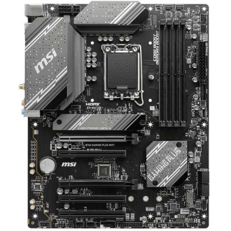 MSI B760 GAMING PLUS WIFI - Motherboard - ATX - LGA1700 Socket - B760 Chipset - USB 3.2 Gen 1, USB 3.2 Gen 2, USB-C 3.2 Gen2 - 2.5 Gigabit LAN, Bluetooth, Wi-Fi - onboard graphics (CPU required) - HD Audio (8-channel) - 0