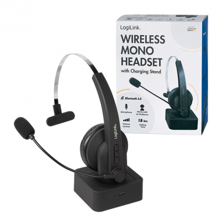 LogiLink - Headset - on-ear - Bluetooth - wireless - black - 9