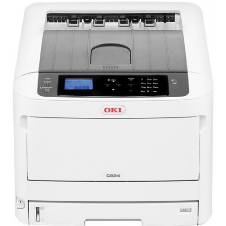 OKI C824dn - Printer - colour - Duplex - LED - A3 - 1200 x 600 dpi - up to 26 ppm (mono) / up to 26 ppm (colour) - capacity: 400 sheets - USB 2.0, Gigabit LAN, USB 2.0 host - 0