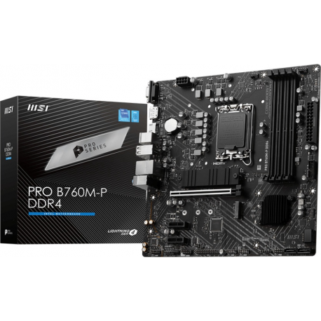 MSI PRO B760M-P DDR4 - Motherboard - micro ATX - LGA1700 Socket - B760 Chipset - USB 3.2 Gen 1, USB-C 3.2 Gen2 - Gigabit LAN - onboard graphics (CPU required) - HD Audio (8-channel) - 4
