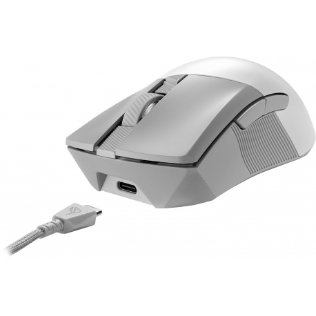 ASUS ROG Gladius III Wireless AimPoint - Mouse - right-handed - optical - 6 buttons - wireless, wired - USB, 2.4 GHz, Bluetooth 5.1 LE - moonlight white - 3