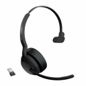 Jabra Evolve2 55 UC Mono - Headset - on-ear - Bluetooth - wireless - active noise cancelling - USB-A - black - with charging stand - Zoom Certified, Certified for Microsoft Teams, Cisco Webex Certified, Optimised for UC, Alcatel-Lucent Certified, Avaya Certified, Unify Certified, MFi Certified, Google Meet Certified, Amazon Chime Certified, Google Fast Pair Certified