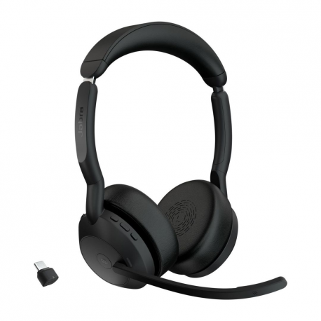 Jabra Evolve2 55 MS Stereo - Headset - on-ear - Bluetooth - wireless - active noise cancelling - USB-C - black - Zoom Certified, Cisco Webex Certified, Alcatel-Lucent Certified, Avaya Certified, Unify Certified, MFi Certified, Google Meet Certified, Amazon Chime Certified - 0