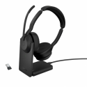 Jabra Evolve2 55 UC Stereo - Headset - on-ear - Bluetooth - wireless - active noise cancelling - USB-C, USB-A - black - with charging stand - Zoom Certified, Certified for Microsoft Teams, Cisco Webex Certified, Optimised for UC, Alcatel-Lucent Certified, Avaya Certified, Unify Certified, MFi Certified, Google Meet Certified, Amazon Chime Certified, Google Fast Pair Certified