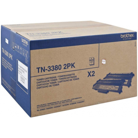 Brother TN3380 2PK - 2-pack - black - original - toner cartridge - for Brother DCP-8110, 8150, 8155, 8250, HL-5440, 5450, 5470, 6180, MFC-8510, 8520, 8710, 8950 - 1