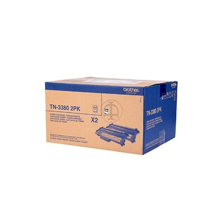 Brother TN3380 2PK - 2-pack - black - original - toner cartridge - for Brother DCP-8110, 8150, 8155, 8250, HL-5440, 5450, 5470, 6180, MFC-8510, 8520, 8710, 8950 - 2