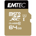 EMTEC Gold+ - Flash memory card (SD adapter included) - 64 GB - Class 10 - microSD - gold