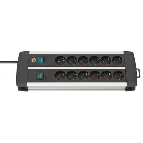 brennenstuhl Premium-Alu-Line Technics - Power strip - output connectors: 12 - 3 m cord - black, silver - 0