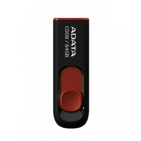 ADATA Classic Series C008 - USB flash drive - 64 GB - USB 2.0 - black, red - 2