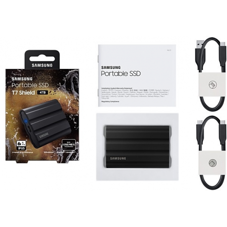 Samsung T7 Shield MU-PE4T0S - SSD - encrypted - 4 TB - external (portable) - USB 3.2 Gen 2 (USB-C connector) - 256-bit AES - black - 4