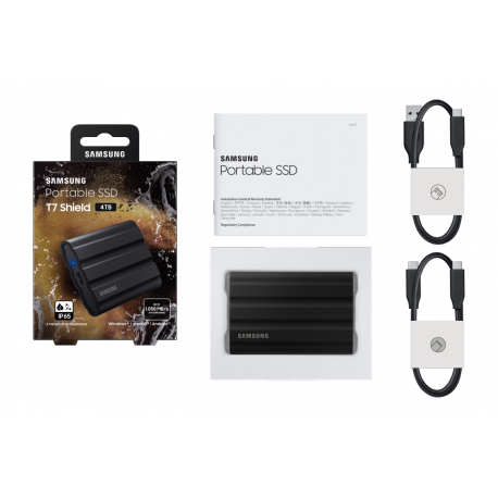 Samsung T7 Shield MU-PE4T0S - SSD - encrypted - 4 TB - external (portable) - USB 3.2 Gen 2 (USB-C connector) - 256-bit AES - black - 19