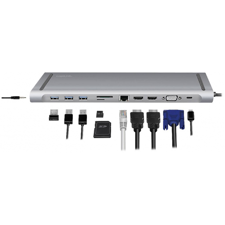 LogiLink - Docking station - USB-C 3.2 Gen 1 - VGA, 2 x HDMI - GigE - 3