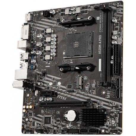 MSI A520M-A PRO - Motherboard - micro ATX - Socket AM4 - AMD A520 Chipset - USB 3.2 Gen 1 - Gigabit LAN - onboard graphics (CPU required) - HD Audio (8-channel) - 2