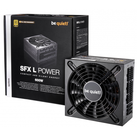 be quiet! SFX-L Power 600W - Power supply (internal) - ATX12V 2.4/ SFX12V 3.3 - 80 PLUS Gold - AC 100-240 V - 600 Watt - active PFC - Europe - black - 3