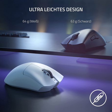 Razer DeathAdder V3 Pro - Mouse - ergonomic - right-handed - optical - 5 buttons - wireless - USB, Bluetooth - white - 8