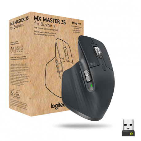 Logitech Master Series MX Master 3S for Business - Mouse - ergonomic - right-handed - optical - 7 buttons - wireless - Bluetooth - Logitech Logi Bolt USB receiver - graphite - 0