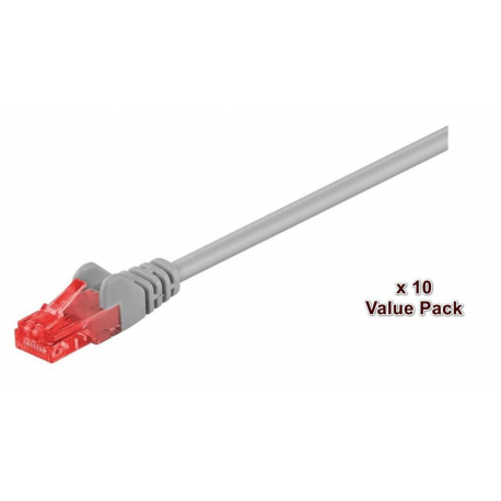 MicroConnect Value Pack - Patch cable - RJ-45 (M) to RJ-45 (M) - 5 m - UTP - CAT 6 - booted, stranded - grey (pack of 10) - 0