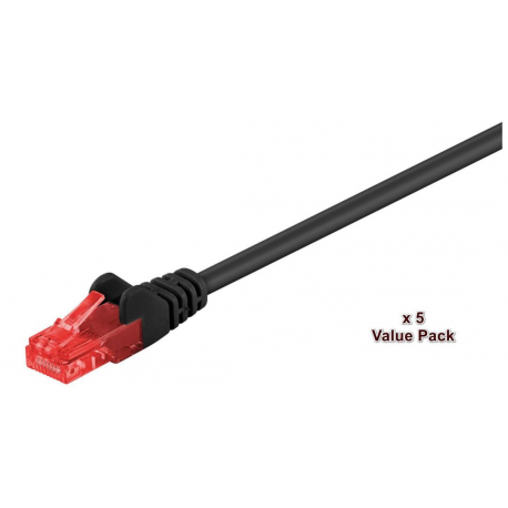 MicroConnect Value Pack - Network cable - RJ-45 (M) to RJ-45 (M) - 15 m - 6 mm - UTP - CAT 6 - round, stranded - black (pack of 5) - 0