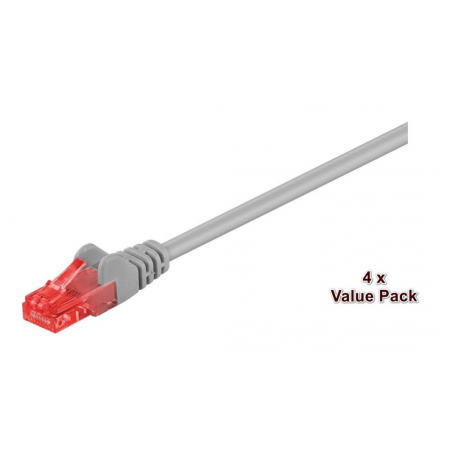 MicroConnect Value Pack - Patch cable - RJ-45 (M) to RJ-45 (M) - 20 m - UTP - CAT 6 - booted, stranded - grey (pack of 4) - 0