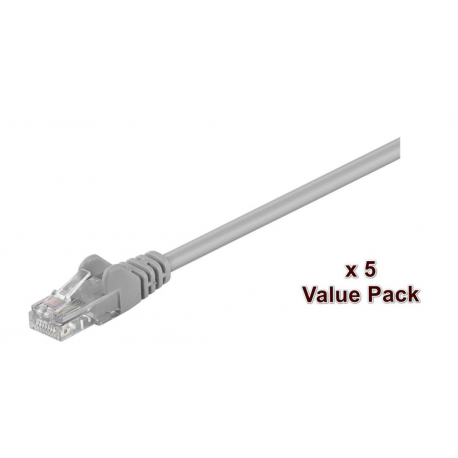 MicroConnect Value Pack - Network cable - RJ-45 (M) to RJ-45 (M) - 15 m - UTP - CAT 5e - stranded - grey (pack of 5) - 0