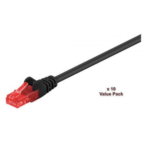 MicroConnect Value Pack - Network cable - RJ-45 (M) to RJ-45 (M) - 50 cm - 6 mm - UTP - CAT 6 - round, stranded - black (pack of 10) - 0