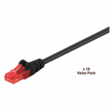 MicroConnect Value Pack - Network cable - RJ-45 (M) to RJ-45 (M) - 50 cm - 6 mm - UTP - CAT 6 - round, stranded - black (pack of 10)