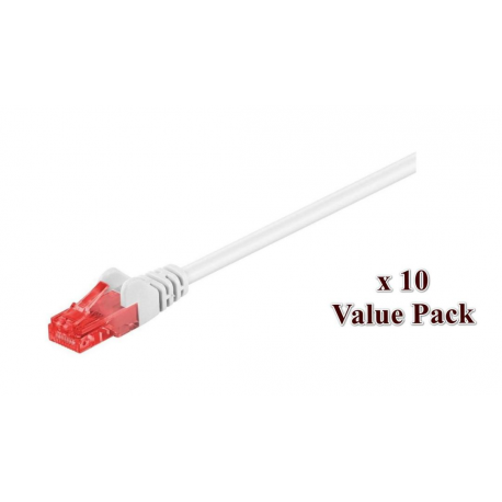 MicroConnect - Network cable - RJ-45 (M) to RJ-45 (M) - 50 cm - 6 mm - UTP - CAT 6 - round, stranded - white (pack of 10) - 0
