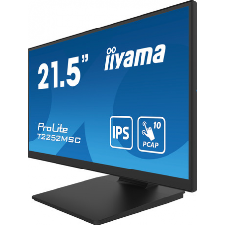 iiyama ProLite T2252MSC-B2 - LED monitor - 22" (21.5" viewable) - touchscreen - 1920 x 1080 Full HD (1080p) @ 60 Hz - IPS - 250 cd / m² - 1000:1 - 5 ms - HDMI, DisplayPort - speakers - black, matte finish - 2