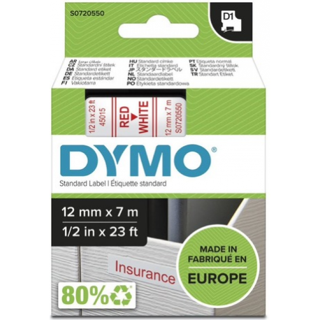 DYMO D1 - Self-adhesive - blue on white - Roll (1.2 cm x 7 m) 1 cassette(s) label tape - for LabelMANAGER 100, 160, 210, 220, 260, 280, 300, 360, 420, Wireless PnP; LabelPOINT 250 - 0