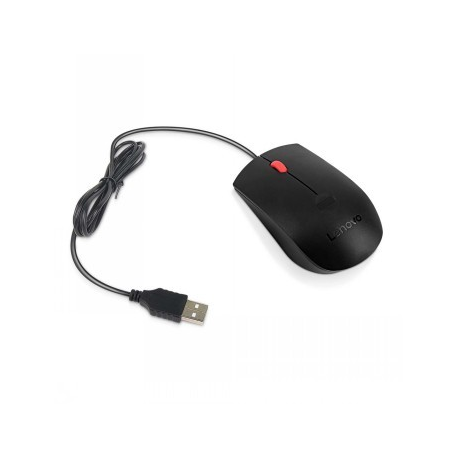 Lenovo - Mouse - ergonomic - optical - 3 buttons - wired - USB-A - black - brown box - CRU - 0