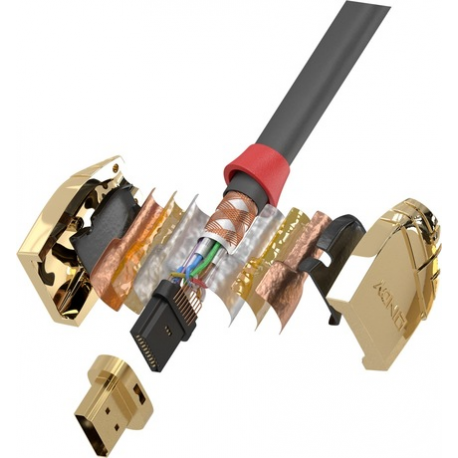Lindy Gold Line - HDMI cable with Ethernet - HDMI male to HDMI male - 1 m - triple shielded - grey - 4K support - 1