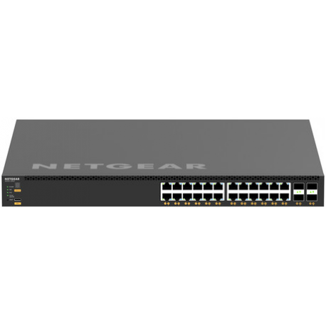 NETGEAR AV Line M4350-24X4V - Switch - L3 - Managed - 24 x 100 / 1000 / 2.5G / 5G / 10GBase-T (PoE+) + 4 x 1 / 10 / 25 Gigabit SFP28 - front to back airflow - rack-mountable - PoE+ (576 W) - 0