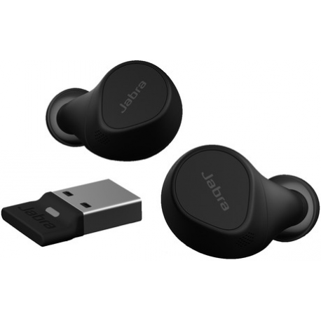 Jabra Evolve2 Buds UC - True wireless earphones with mic - in-ear - Bluetooth - active noise cancelling - USB-A via Bluetooth adapter - noise isolating - black - Zoom Certified, Optimised for Google Meet - 6