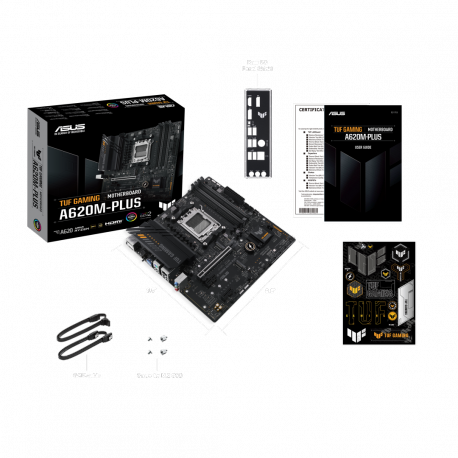 ASUS TUF GAMING A620M-PLUS - Motherboard - micro ATX - Socket AM5 - AMD A620 Chipset - USB 3.1 Gen 1, USB-C 3.2 Gen 1 - 2.5 Gigabit LAN - onboard graphics (CPU required) - HD Audio (8-channel) - 12