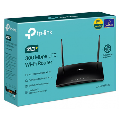 TP-Link Archer MR500 V1 - Wireless router - WWAN 4-port switch - 1GbE - Wi-Fi 5 - Dual Band - 3G, 4G - 11