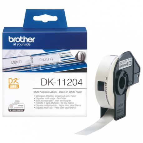 Brother DK-11204 - Black on white - 17 x 54 mm 400 label(s) (1 roll(s) x 400) multi-purpose labels - for Brother QL-1050, 1060, 1110, 500, 550, 560, 570, 580, 600, 650, 700, 710, 720, 820 - 2