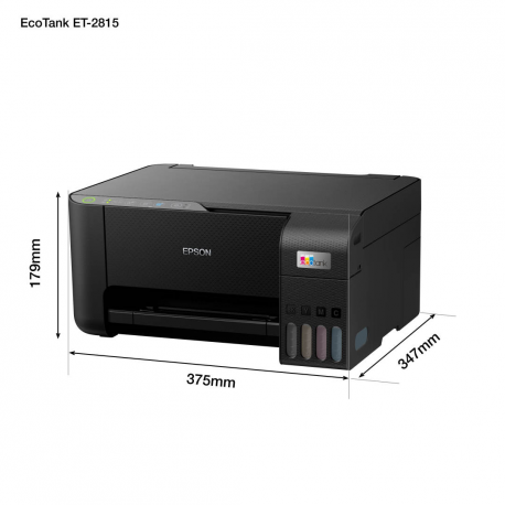 Epson EcoTank ET-2815 - Multifunction printer - colour - ink-jet - refillable - A4 (media) - up to 10 ppm (printing) - 100 sheets - USB, Wi-Fi - black - 41