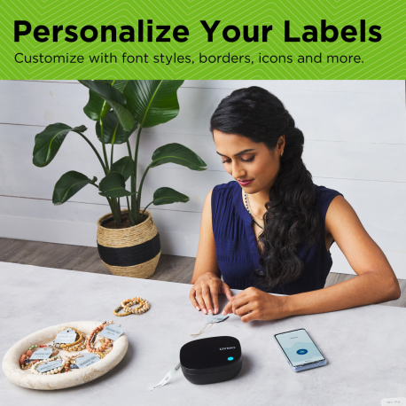 DYMO LetraTag 200B - Label printer - direct thermal - Roll (1.2 cm x 4 m) - 200 dpi - up to 7 mm / sec - Bluetooth - cutter - black - 14