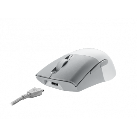 ASUS ROG Keris Wireless AimPoint - Mouse - right-handed - optical - 5 buttons - wireless, wired - 2.4 GHz, USB 2.0, Bluetooth 5.1 LE - moonlight white - 6