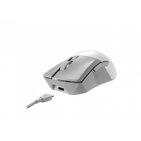 ASUS ROG Gladius III Wireless AimPoint - Mouse - right-handed - optical - 6 buttons - wireless, wired - USB, 2.4 GHz, Bluetooth 5.1 LE - moonlight white - 8