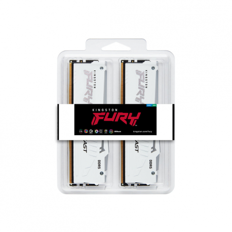 Kingston FURY Beast RGB - DDR5 - kit - 64 GB: 2 x 32 GB - DIMM 288-pin - 5200 MHz / PC5-41600 - CL40 - 1.25 V - unbuffered - on-die ECC - white - 4