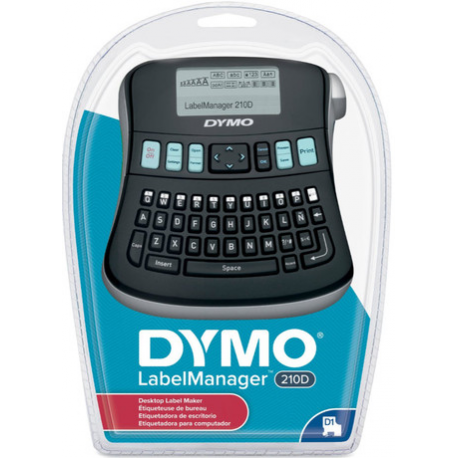 DYMO LabelMANAGER 210D - Labelmaker - B / W - thermal transfer - Roll (1.2 cm) - 180 dpi - cutter - 1 line printing, 2 line printing - black, silver - 27
