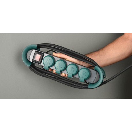 Bachmann HOOK Outdoor - Power strip - output connectors: 4 (4 x power 2-pole) - 4 m cord - green - 10