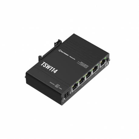 Teltonika TSW114 - Switch - unmanaged - 5 x 10 / 100 / 1000 - DIN rail mountable, wall-mountable - Passive PoE - 3