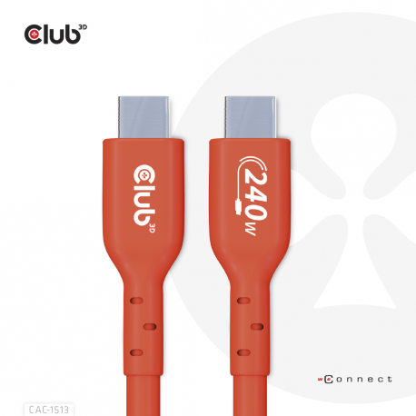 Club 3D - USB cable - 24 pin USB-C (M) to 24 pin USB-C (M) - 48 V - 5 A - 3 m - bi-directional, up to 240W power delivery support, extended power range (EPR) - 2