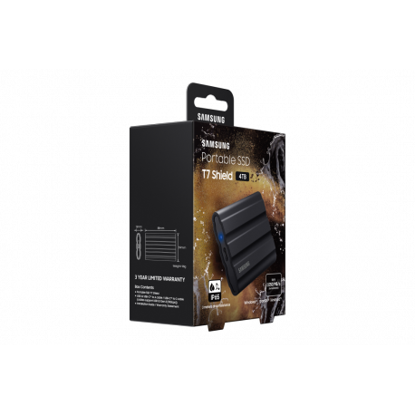 Samsung T7 Shield MU-PE4T0S - SSD - encrypted - 4 TB - external (portable) - USB 3.2 Gen 2 (USB-C connector) - 256-bit AES - black - 29