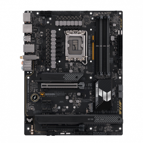 ASUS TUF GAMING H770-PRO WIFI - Motherboard - ATX - LGA1700 Socket - H770 Chipset - USB 3.2 Gen 1, USB 3.2 Gen 2, USB4, USB-C 3.2 Gen 2x2, USB-C 3.2 Gen 1 - 2.5 Gigabit LAN, Wi-Fi 6, Bluetooth - onboard graphics (CPU required) - HD Audio (8-channel) - 2