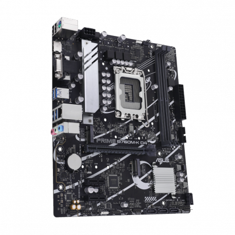 ASUS PRIME B760M-K D4 - Motherboard - micro ATX - LGA1700 Socket - B760 Chipset - USB 3.2 Gen 1 - 2.5 Gigabit LAN - onboard graphics (CPU required) - HD Audio (8-channel) - 8