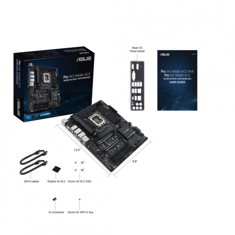 ASUS Pro WS W680-ACE - Motherboard - ATX - LGA1700 Socket - W680 Chipset - USB 3.2 Gen 1, USB 3.2 Gen 2, USB-C 3.2 Gen2, USB-C 3.2 Gen 2x2 - 2 x 2.5 Gigabit LAN - onboard graphics (CPU required) - HD Audio (8-channel) - 30