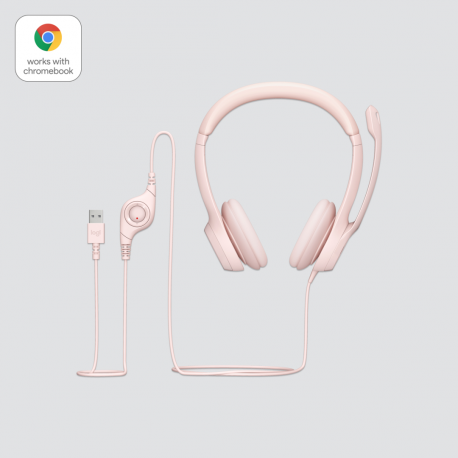 Logitech H390 - Headset - on-ear - wired - USB-A - rose - 5